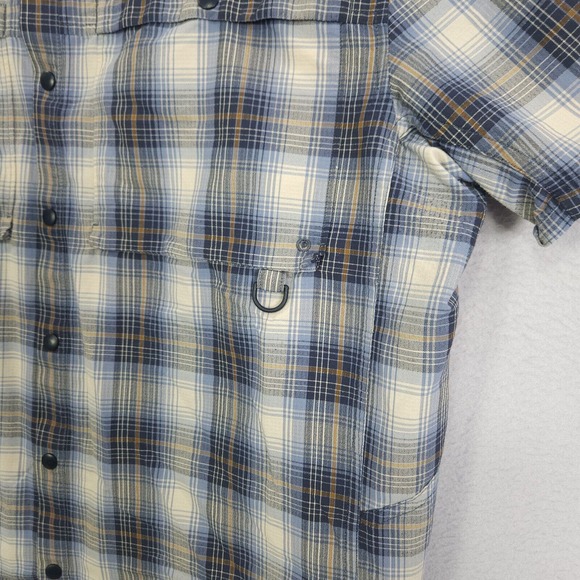 Rei Coop Button up Shirt Mens Blue Large Short Sleeve Plaid Outdoor Vented - Picture 7 of 14
